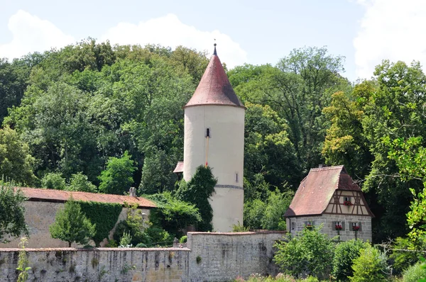 Ciudad Dinkelsbuehl Baviera Encanta Con Arquitectura Medieval Única Estos Pueden —  Fotos de Stock