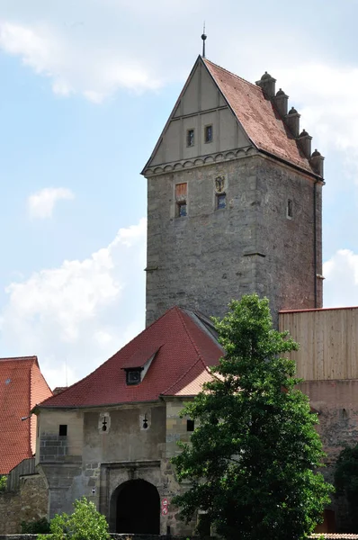 Город Динкельсбуль Баварии Очаровывает Своей Уникальной Средневековой Архитектурой Могут Построены — стоковое фото