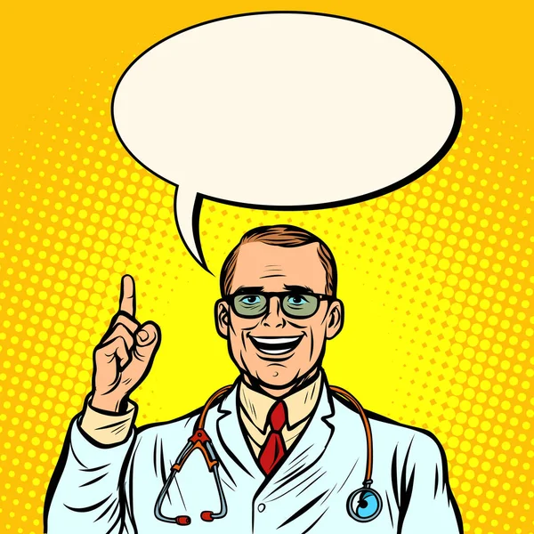 Alegre Doctor Masculino Medicina Salud Dibujos Animados Cómics Arte Pop — Foto de Stock