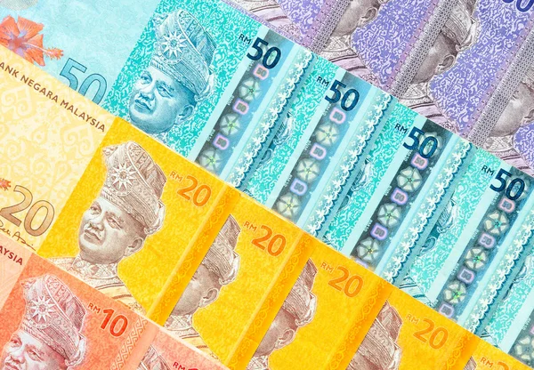 Малайзійська Валюта Малайзійських Ринггітів Банкноти Фону Паперові Банкноти 100 Фінансова — стокове фото