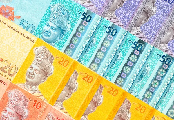 Malaysische Währung Der Malaysischen Ringgit Banknoten Hintergrund Papiergeld Zehn Zwanzig — Stockfoto