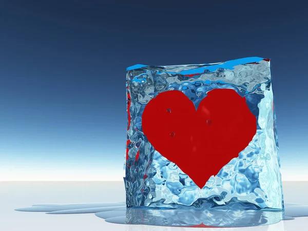 Corazón Congelado Hielo —  Fotos de Stock