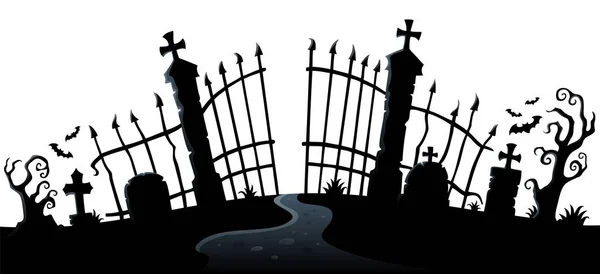 Cementerio Puerta Silueta Tema Ilustración Imagen —  Fotos de Stock