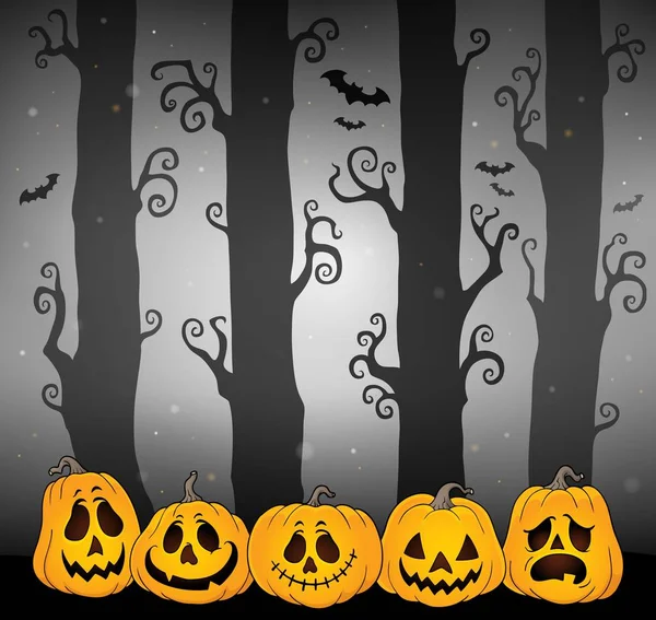 Immagine Tema Foresta Halloween Immagine Illustrazione — Foto Stock