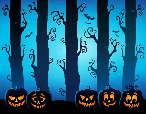 Halloween Erdő Téma Kép Kép Illusztráció — Stock Fotó