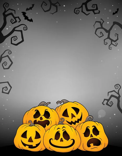 Pile Halloween Pumpkins Tema Ilustración Imagen —  Fotos de Stock