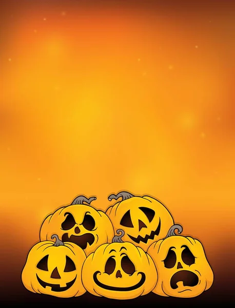 Pile Halloween Pumpkins Tema Ilustración Imagen —  Fotos de Stock