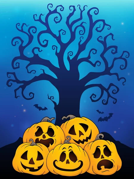 Pile Zucche Halloween Tema Immagine Illustrazione — Foto Stock