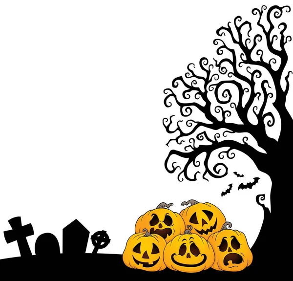 Pile Zucche Halloween Tema Immagine Illustrazione — Foto Stock