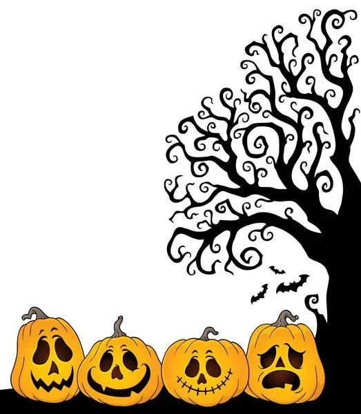 Halloween Albero Mezza Silhouette Tema Immagine Illustrazione — Foto Stock