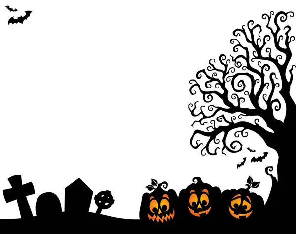 Árbol Halloween Mitad Silueta Tema Ilustración Imagen —  Fotos de Stock