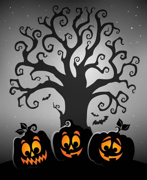 Tema Sagoma Albero Halloween Illustrazione Immagine — Foto Stock