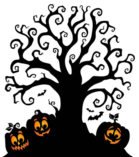 Halloween Tema Silhueta Árvore Ilustração Imagem — Fotografia de Stock
