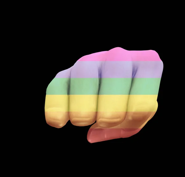 Model Rainbow Colors Fist Punch — Stock Photo, Image