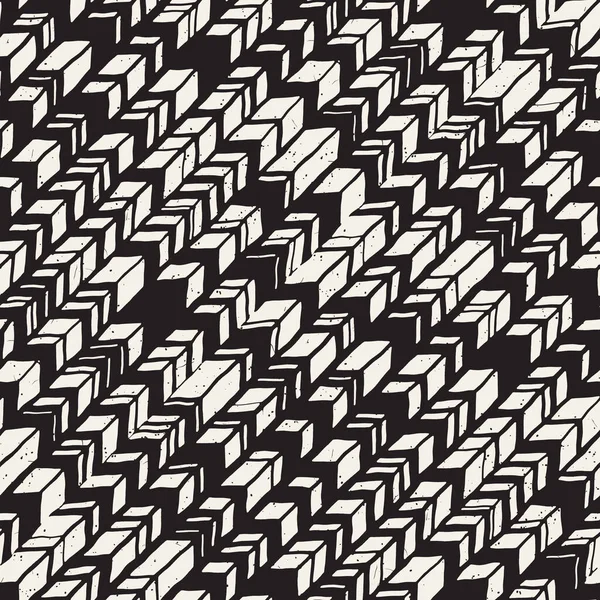 Seamless Hand Drawn Style Chevron Pattern Black White Abstract Vector — Stock Photo, Image