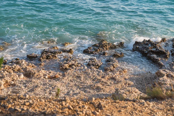 Praia Rochosa Mar Azul Ístria Costa Croata — Fotografia de Stock