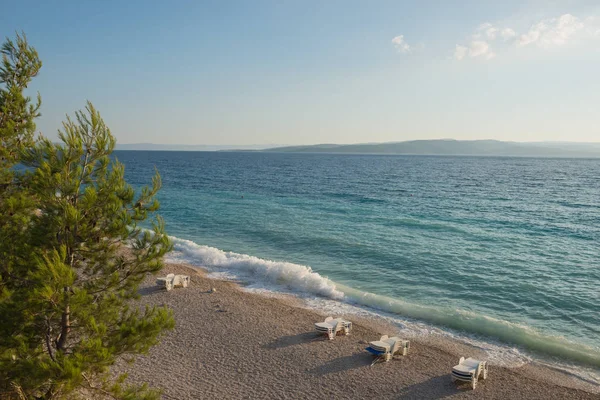 Strand Kroatische Kust Blauwe Zee Luchtfoto — Stockfoto