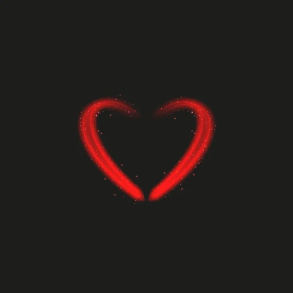 Parlak Neon Kalp Karanlık Şeffaf Arka Plan Kalp Işareti Neon — Stok fotoğraf