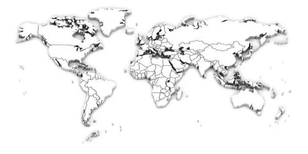 Detail World Map National Borders Render — Stock Photo, Image