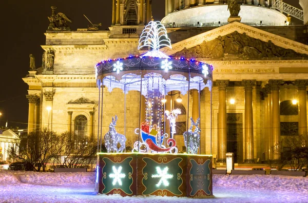 Petersburg Grudnia Elektryczne Karuzeli Ulica Dekoracji Boże Narodzenie Nowy Rok — Zdjęcie stockowe