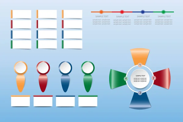 Infographic Vector Van Cirkel Sjabloon Gemaakt Van Vier Kleurrijke Vormen — Stockfoto