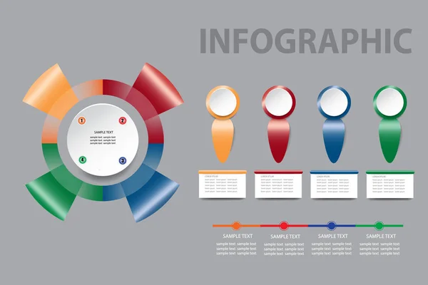 Vetor Infográfico Trimestral Moderno Modelo Círculo Gradiente Colorido Feito Formas — Fotografia de Stock