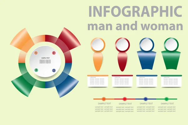 Moderní Muž Žena Infografika Vektor Barevný Přechod Kruh Šablony Vyrobené — Stock fotografie
