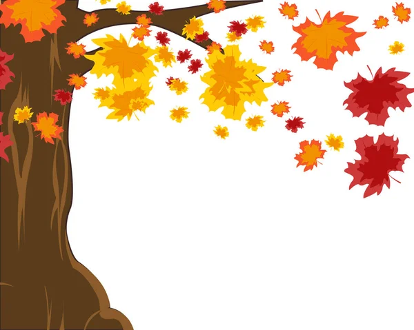 Vector Illustration Autumn Tree Falling Foliages — Stock Photo, Image