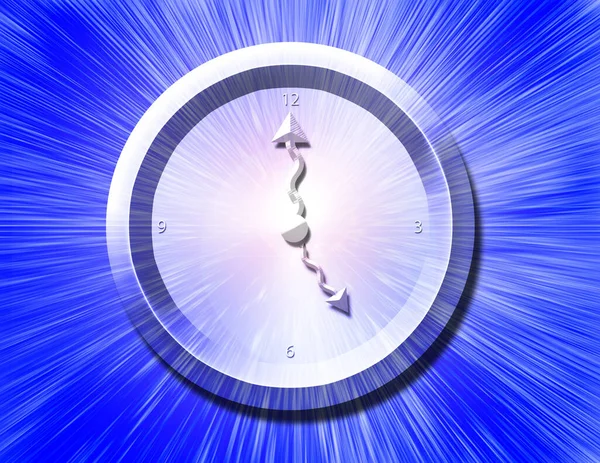 Срібний Годинник Яскравий Спалах Синьому Фоні — стокове фото