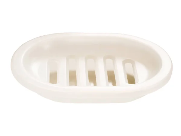 白い背景に隔離された空の石鹸皿 — ストック写真