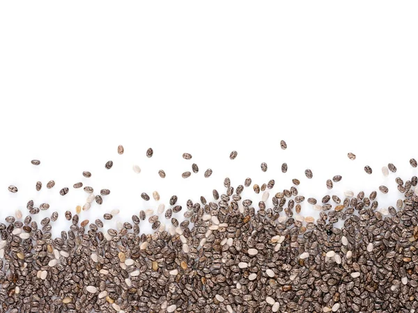 Sementes Chia Com Espaço Cópia Isolado Uma Borda Vista Superior — Fotografia de Stock