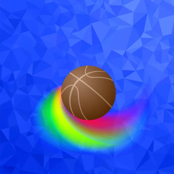 Pallacanestro Orange Ball Icon Isolato Sfondo Poligonale Blu Elemento Progettazione — Foto Stock