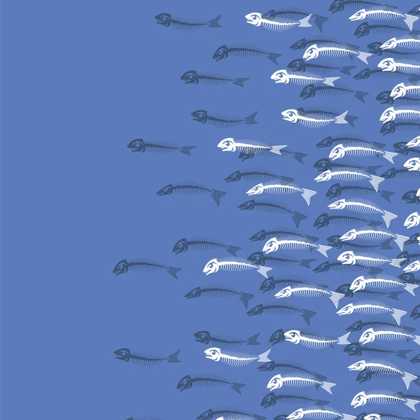 Скелет Белой Рыбки Изолирован Голубом Фоне Иконы Морских Рыб — стоковое фото