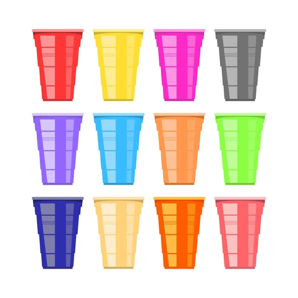 Tournoi Beer Pong Tasses Plastique Coloré Isolé Sur Fond Blanc — Photo