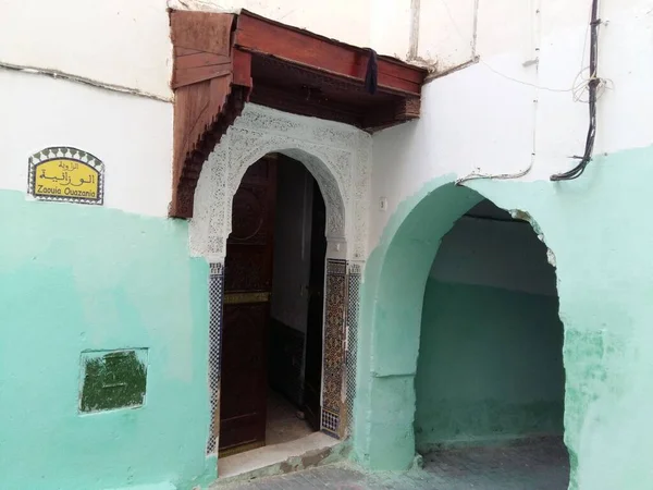 Старая Дверь Старом Городе Уэццане Морабо — стоковое фото