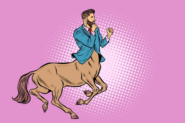 Businessman centaur ready to fight. Pop art retro vector illustration vintage kitsch
