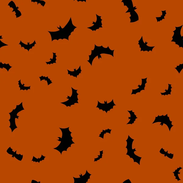 矢量黑色飞行蝙蝠轮廓无缝图案 — 图库照片