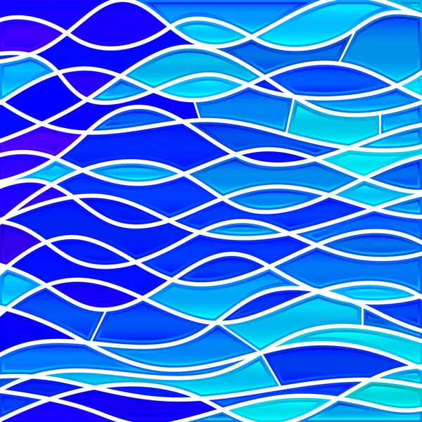 Vector Abstracto Manchado Vidrio Mosaico Fondo Ondas Azules —  Fotos de Stock