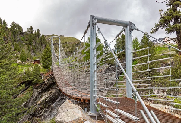 Ponte Suspensão Sobre Desfiladeiro Plima Vale Martell Tirol Sul — Fotografia de Stock