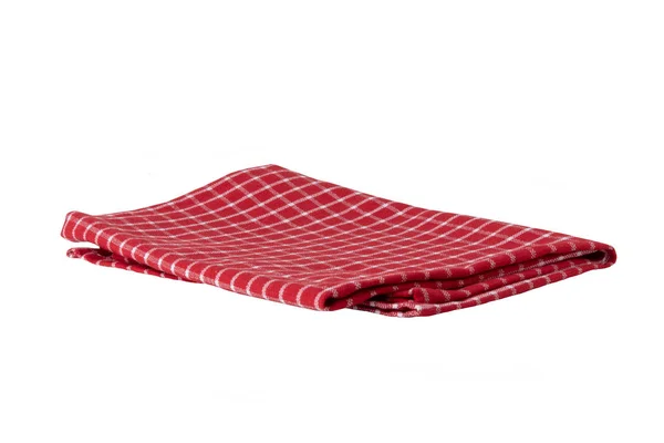 Rot Weiß Karierte Serviette Isoliert Auf Weißem Hintergrund Küchenzubehör — Stockfoto