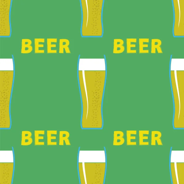 Beer Glasses Seamless Pattern Green Background — Stock Photo, Image