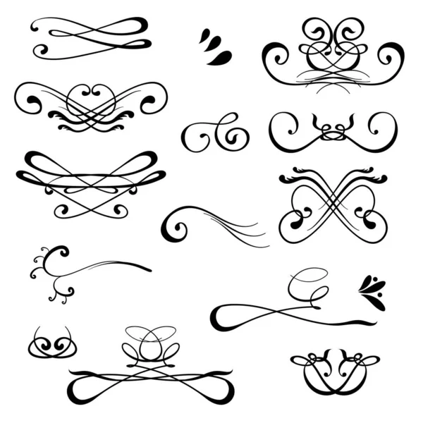 Vintage Calligraphic Design Elements Uppsättning Dekorer Och Avdelare Gamla Vignette — Stockfoto