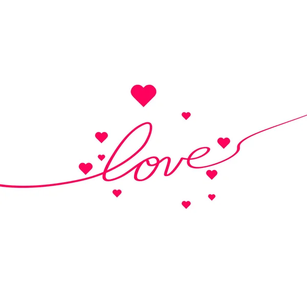 Amore Con Cuori Linee Disegno Continue Uno Stile Piatto Linee — Foto Stock