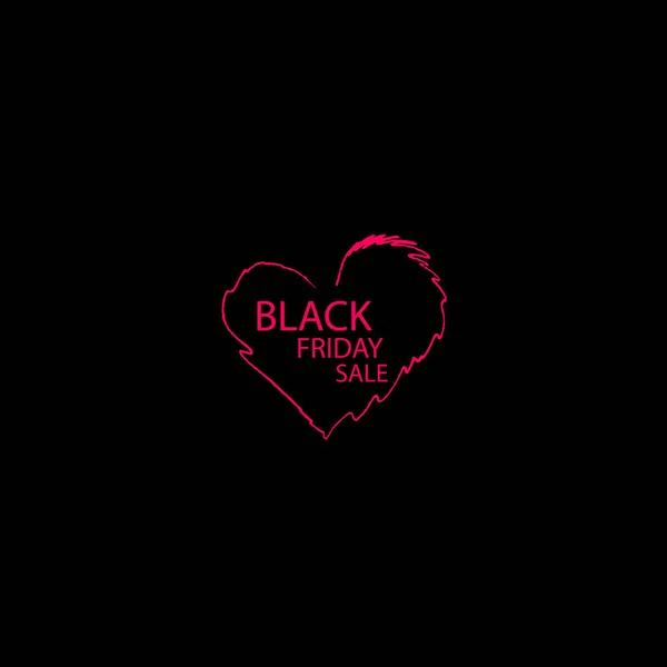 Illustration of an isolated line art heart icon with the text BLACK FRIDAY.