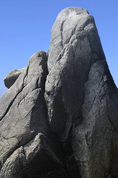 Skulpture Rocheuse Devant Ciel Bleu Pointe Groin Cancale France — Photo