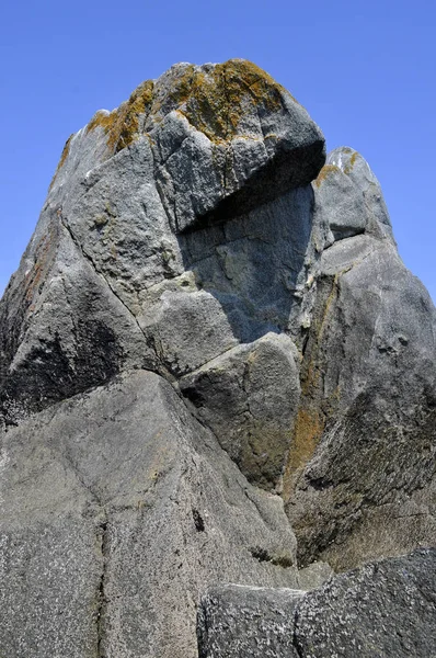 Rock Skulpture Front Blue Sky Pointe Groin Cancale France — Stock Photo, Image