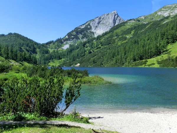 Vue Sur Lac Steirer Avec Sable Blanc — Photo