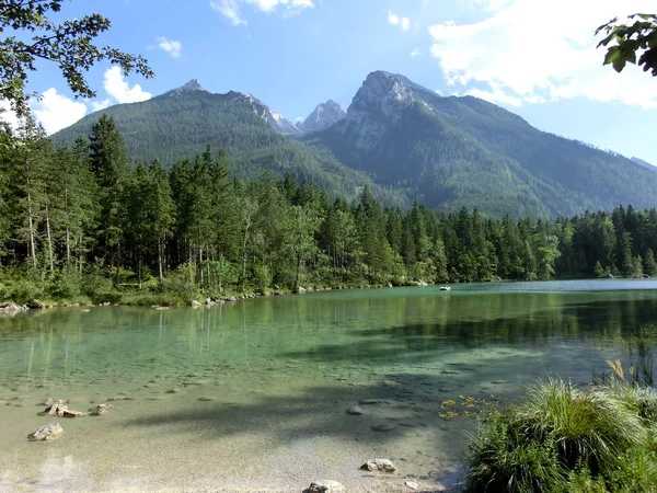 Lac Hinter Avec Montagnes — Photo