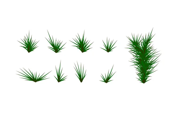 Set Green Grass Green Grass White Background Vector Illustration — Stock Photo, Image