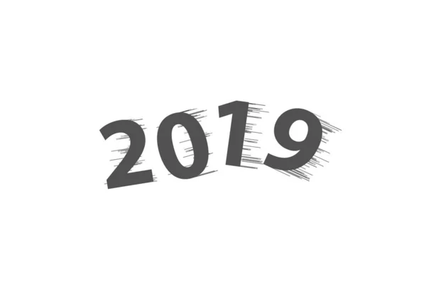 Happy New Year 2019 Speedy Line White Background — Stock Photo, Image